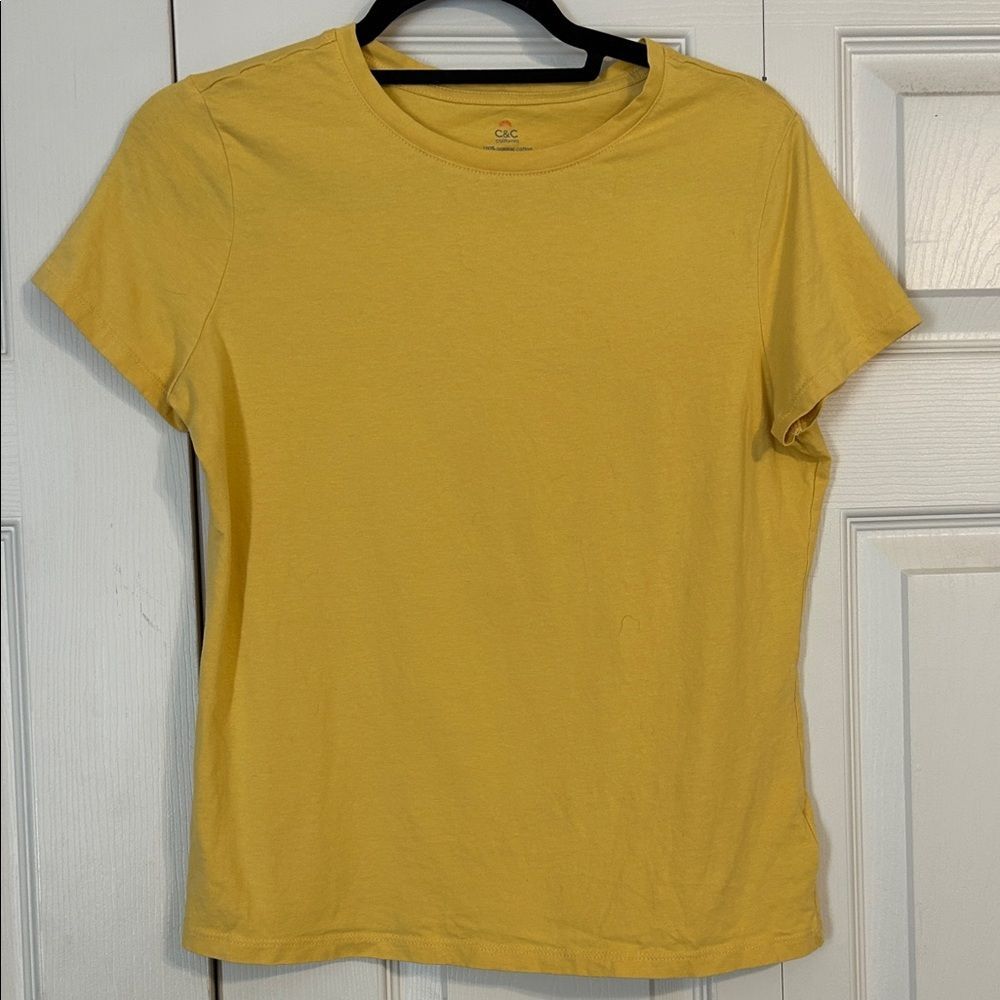 C&C CALIFORNIA Sunny Yellow Short Sleeve T-Shirt Crewneck Organic Cotton Medium